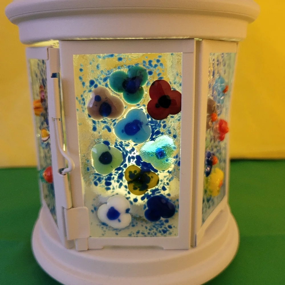 Handmade Metal Lantern with fused Glass (310)